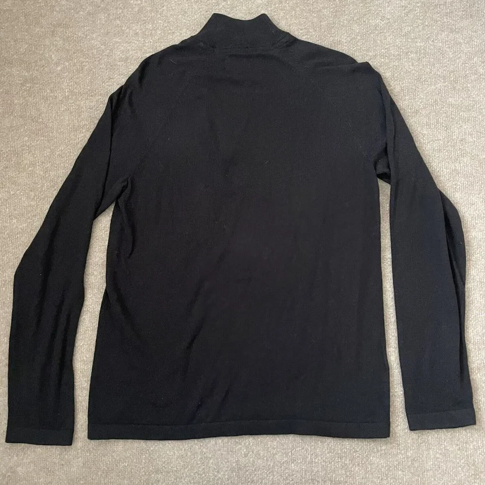 Eddie Bauer Sweater Mens Small Black Quarter Zip Pullover Cotton Cashmere Shirt